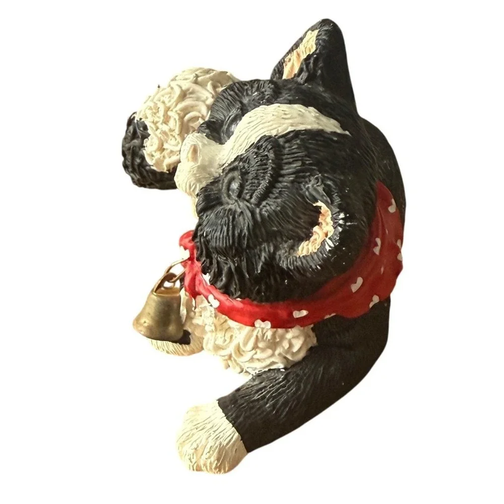 Vintage 1995 Kathy Wise Enesco Tuxedo Cat Figurine Red Heart Bandana Brass‎ Bell